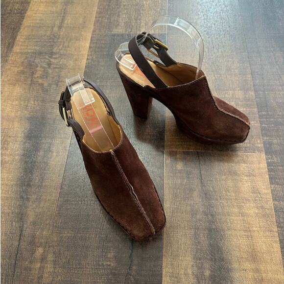 Michael Kors Brown Suede Platform Slingback Clogs Women’s Size 8 - Picture 5 of 12